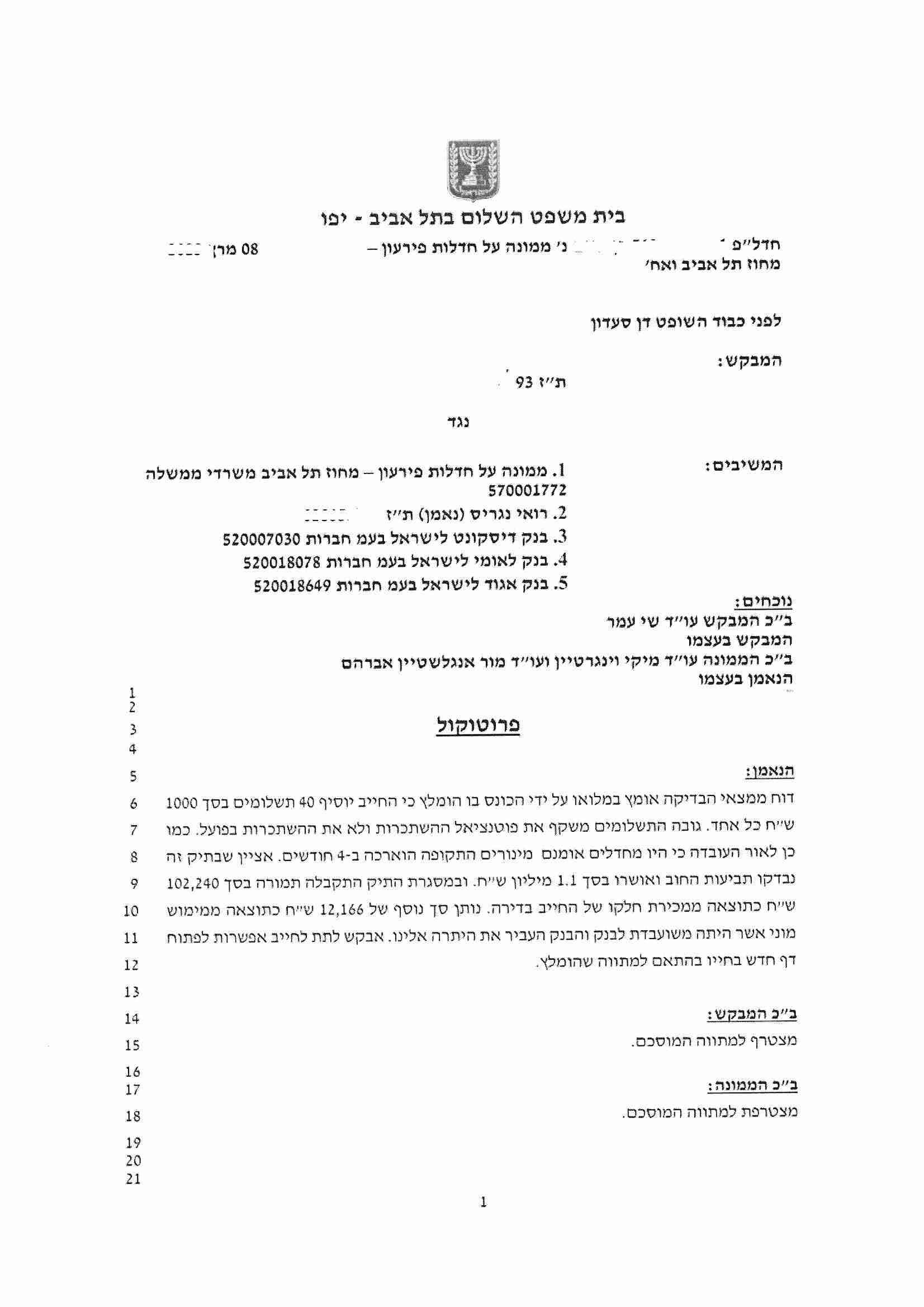פרוטוקול דיון לדוגמא